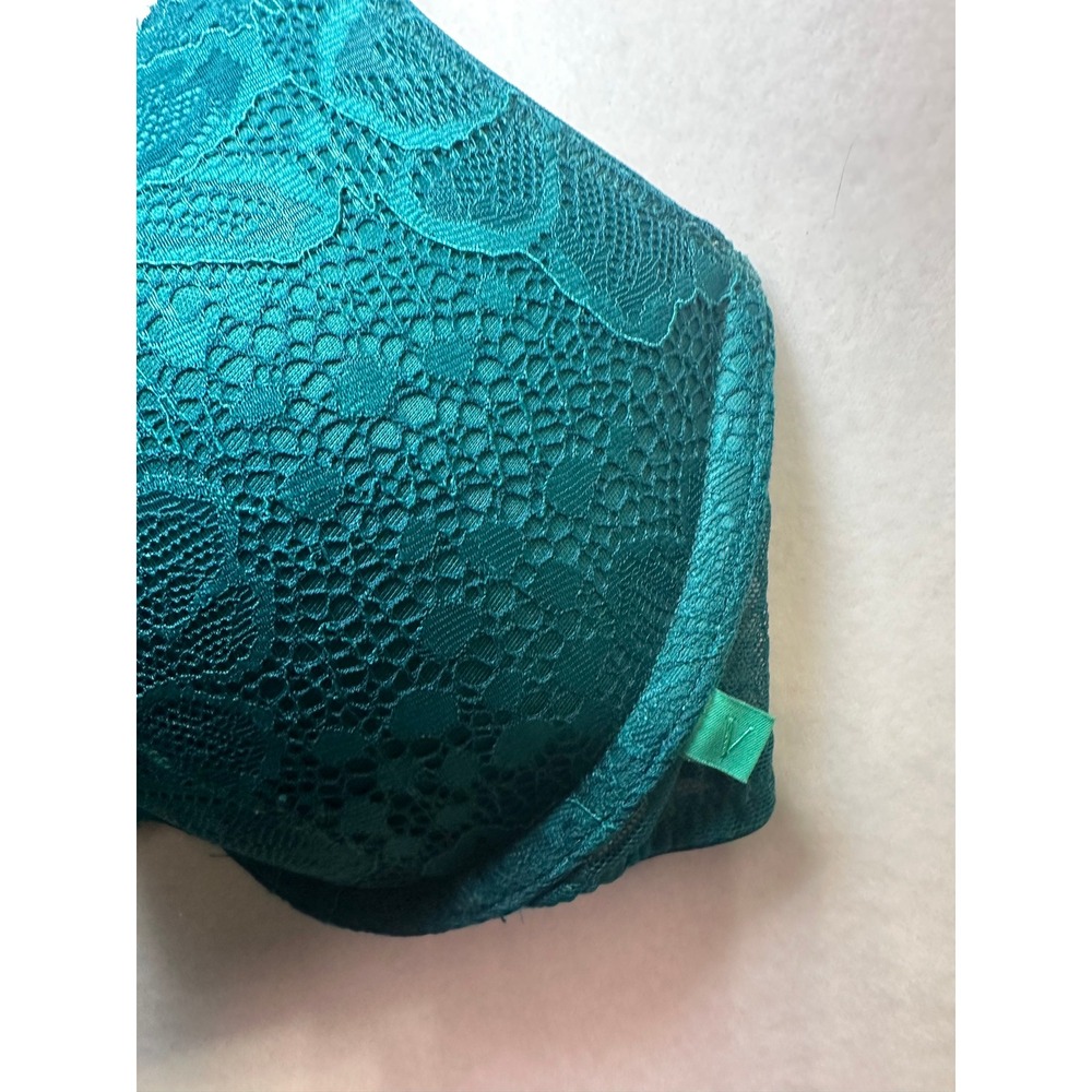 Victorias‎ Secret Emerald Green Lace Push-Up Bra Front Close Racerback 32D - Picture 5 of 8